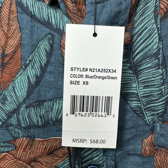 Nifty Genius Hawaiian Leaf Print Short Sleeve Button Down Shirt XS NWT - Picture 6 of 10